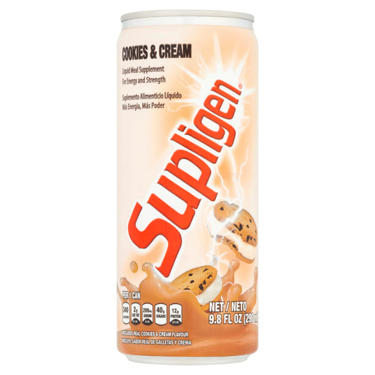Supligen Cookies and Cream bottle pour, ready-to-drink nutrition for energy and recovery.