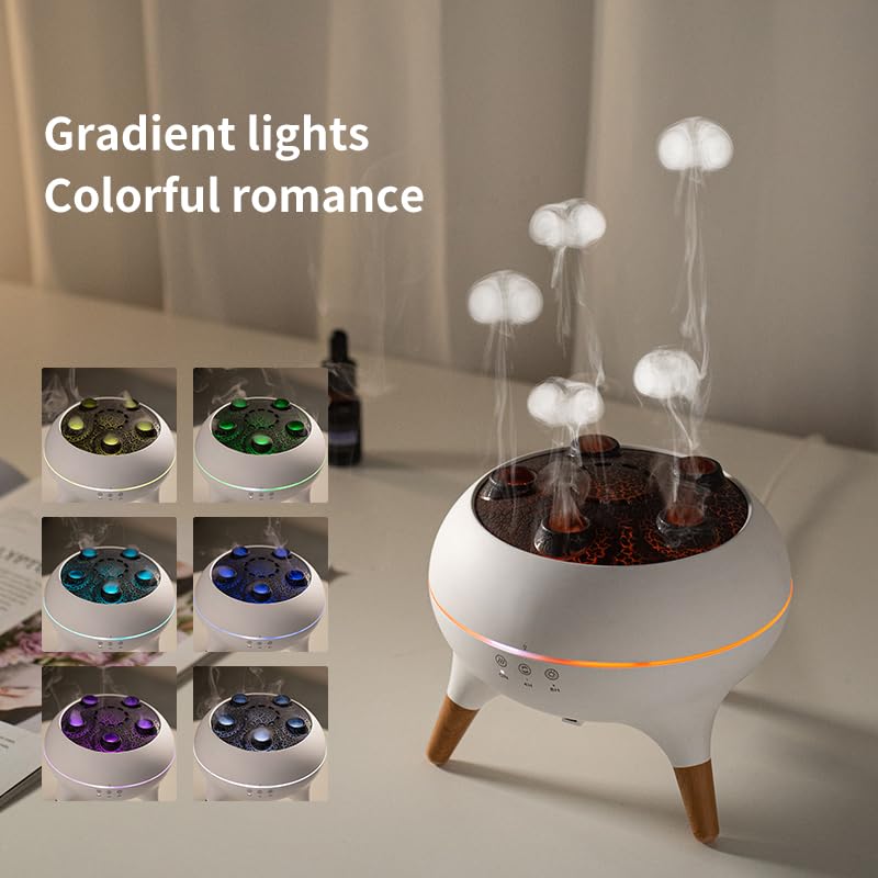 SUPNOVA jellyfish diffuser showing mist flow in ambient mode.