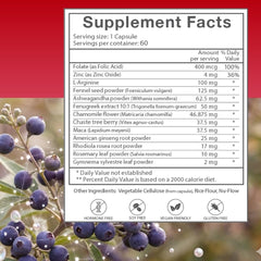 Label on Suppees Vitex Chasteberry highlighting gluten-free and dairy-free formulation.