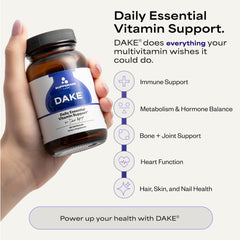 Suppgrade Labs DAKE pills closeup highlighting fat-soluble vitamins for daily energy support.