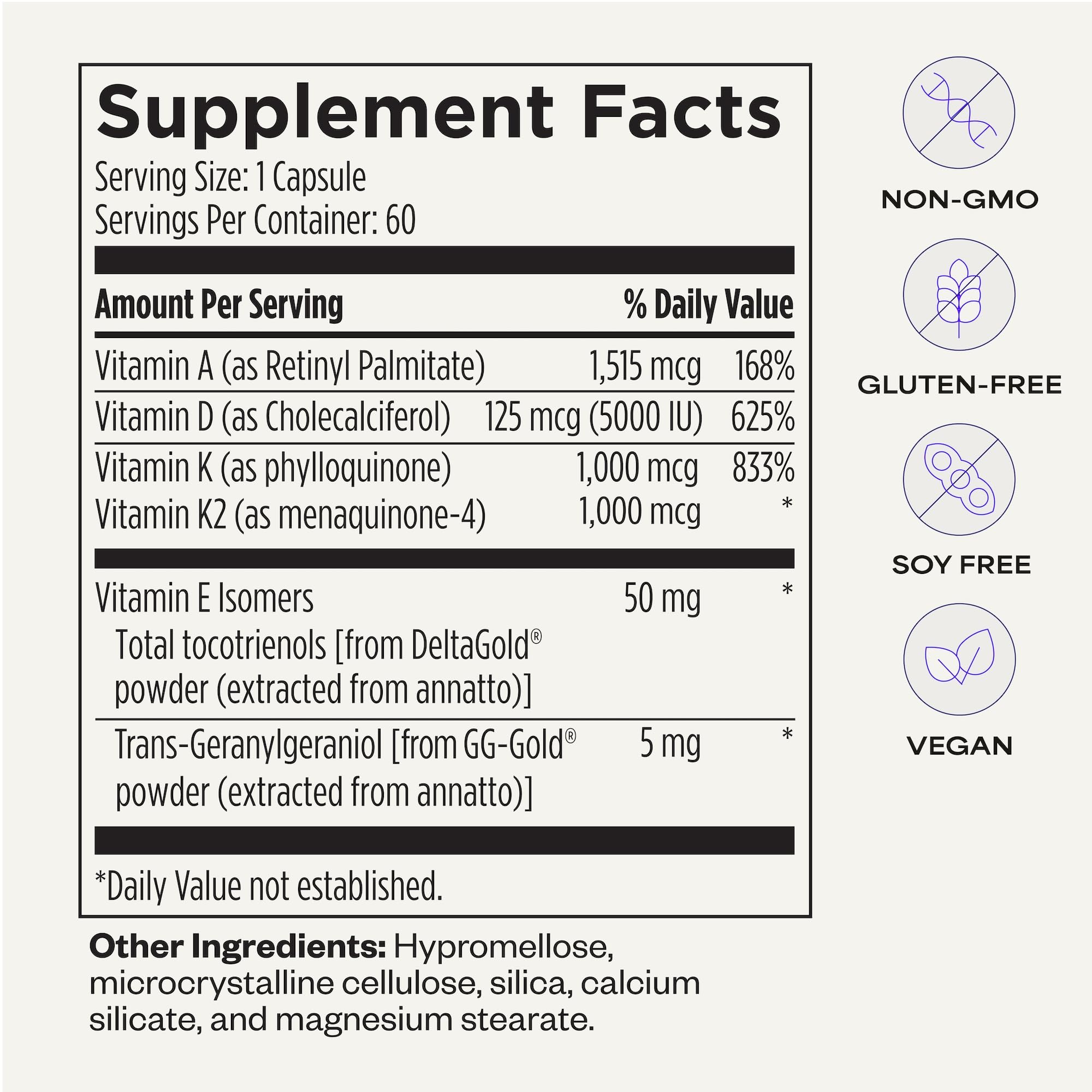 Suppgrade Labs DAKE label detail emphasizing fat-soluble vitamins D-A-K-E.