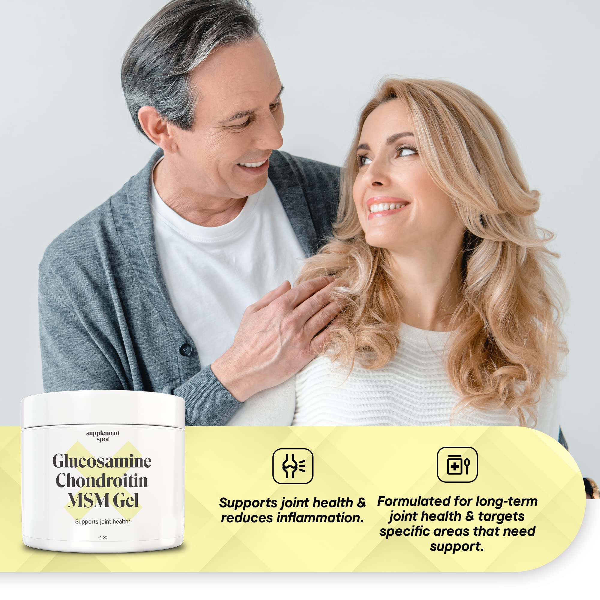 Supplement Spot gel label highlighting natural ingredient blend for joints