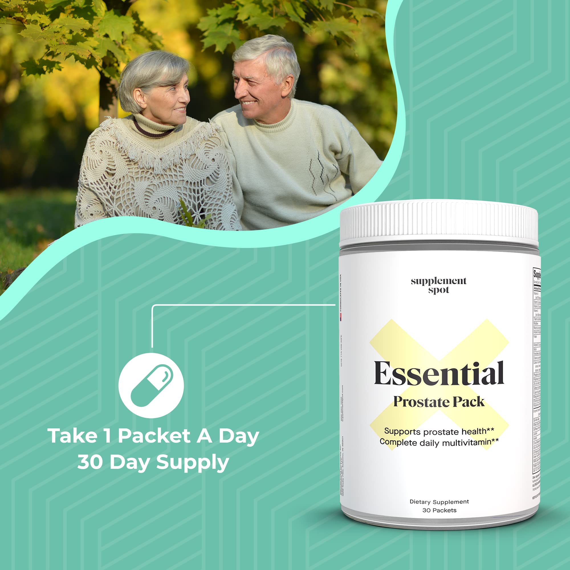 Supplement Spot Saw Palmetto and minerals in a natural prostate support blend.