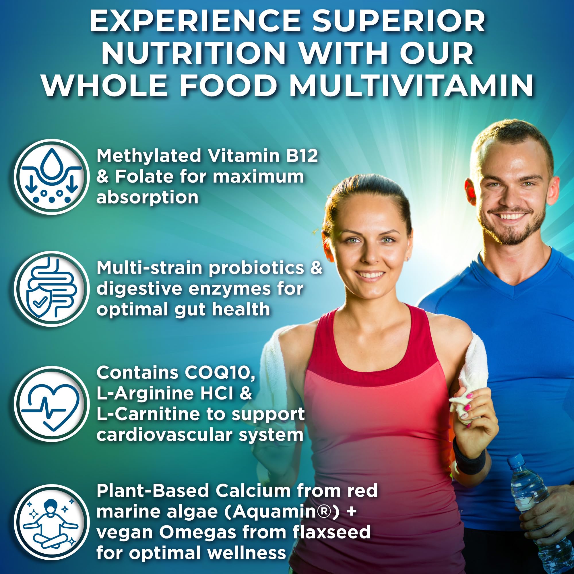 SUPPLEMENTS STUDIO iron-free multivitamin capsules designed for easy daily energy and digestion