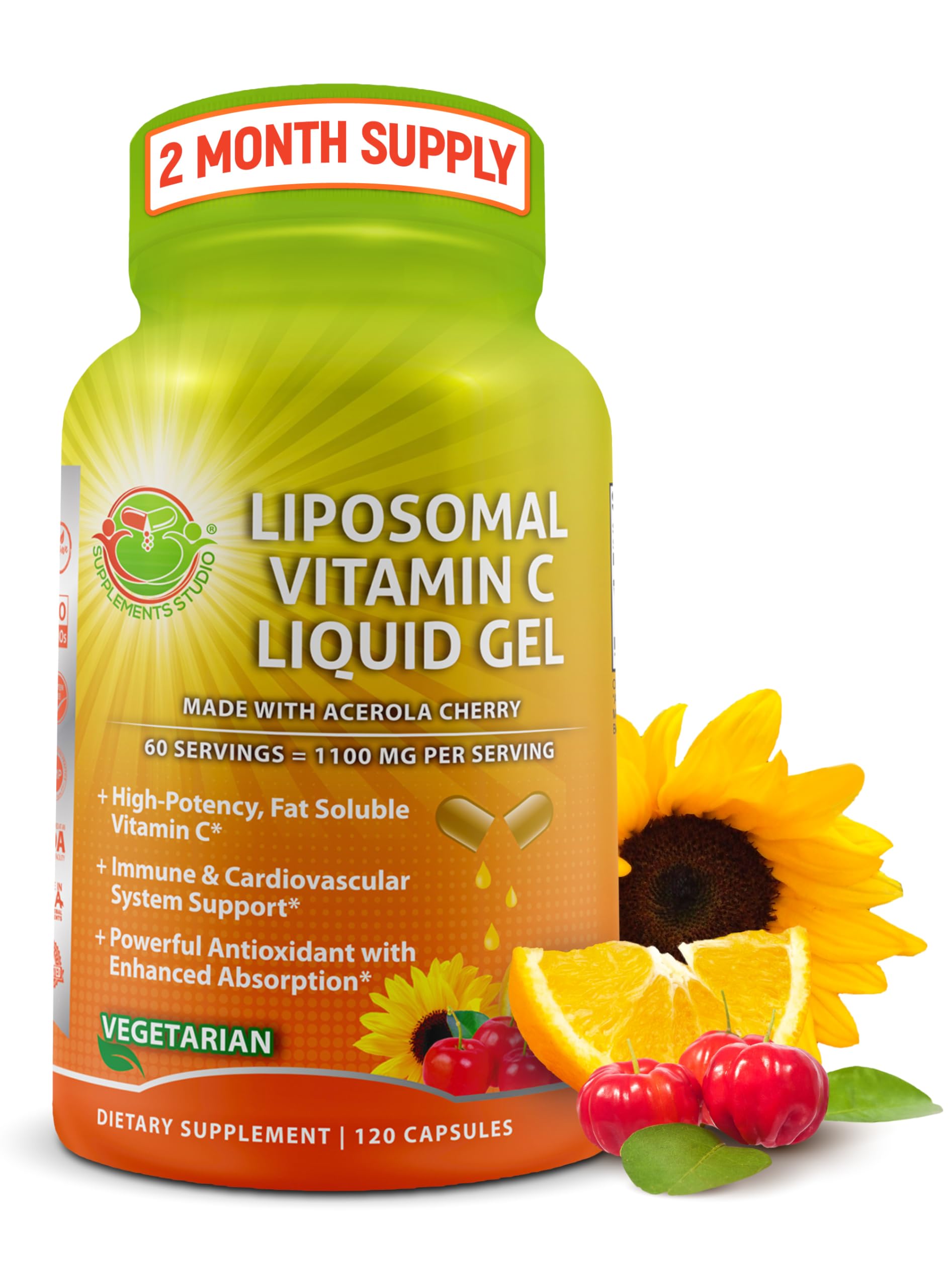SUPPLEMENTS STUDIO liposomal vitamin C liquid gel bottle with enhanced absorption feature