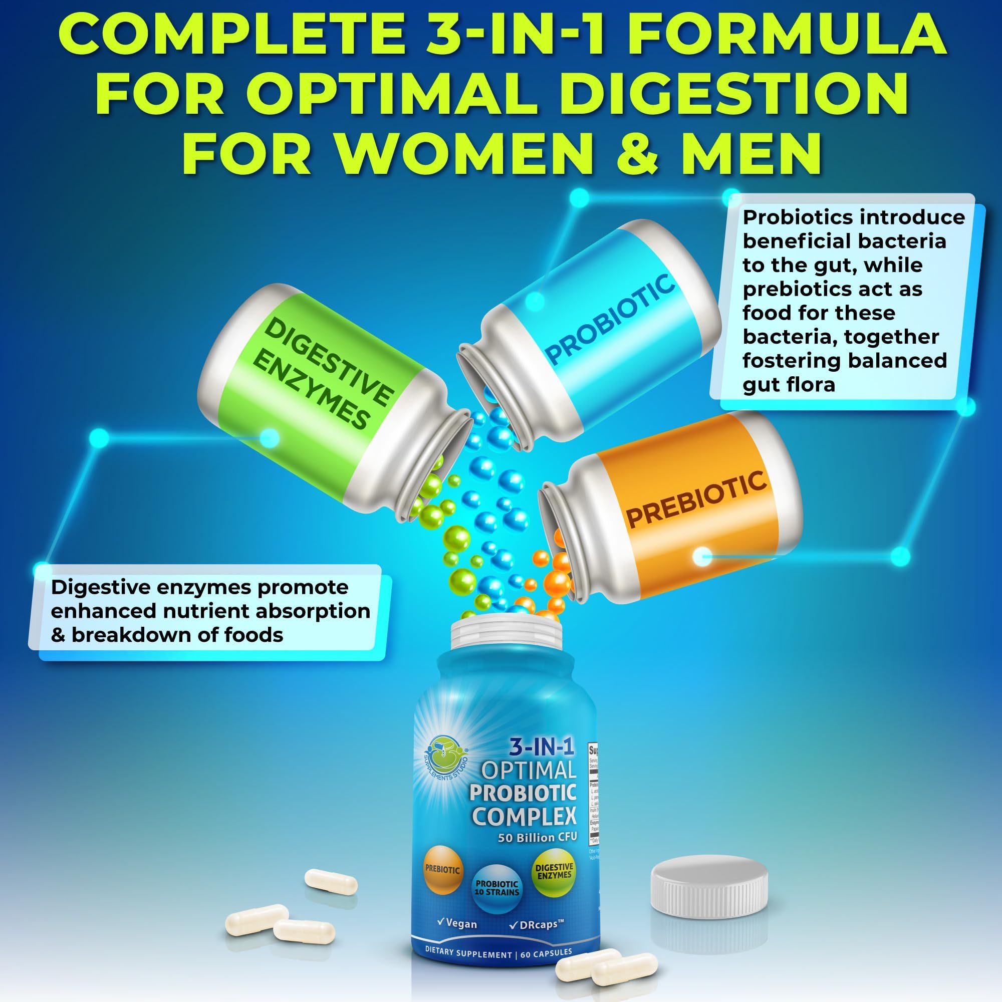 SUPPLEMENTS STUDIO probiotics ingredients list highlights diverse strains and prebiotic support
