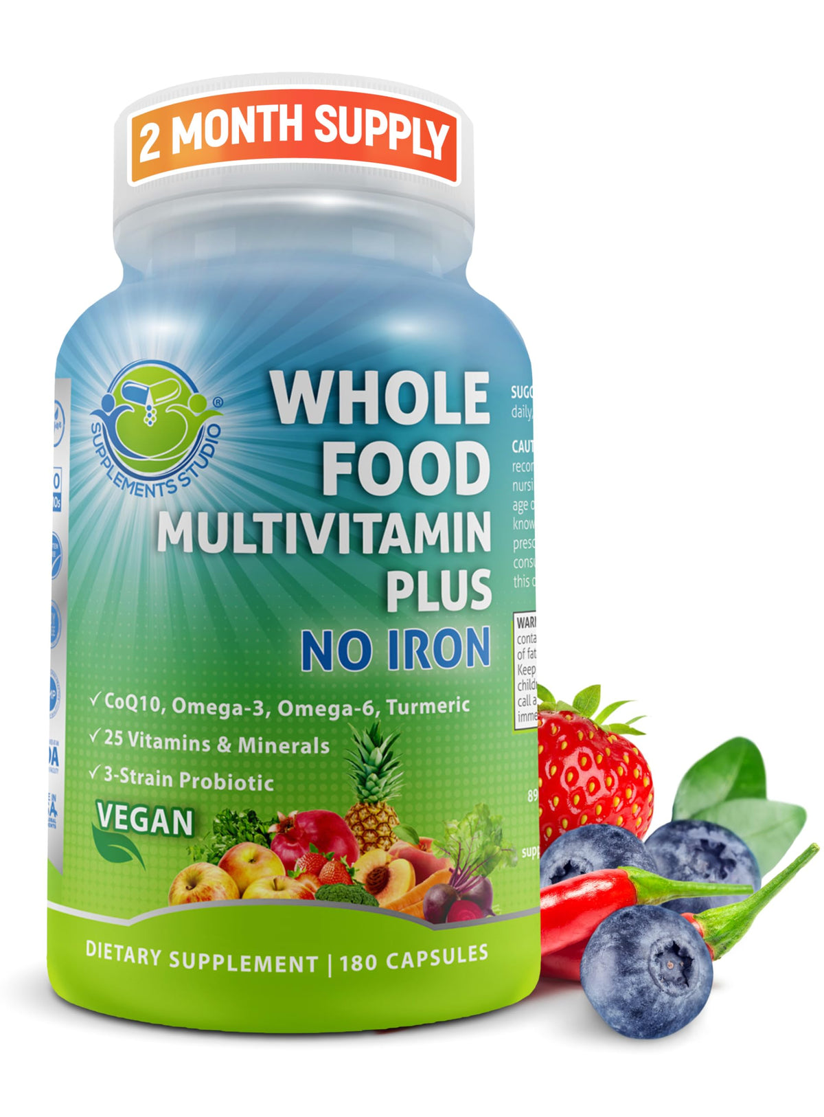 SUPPLEMENTS STUDIO vegan methylated multivitamin bottle supports daily wellness with real-food nutrition