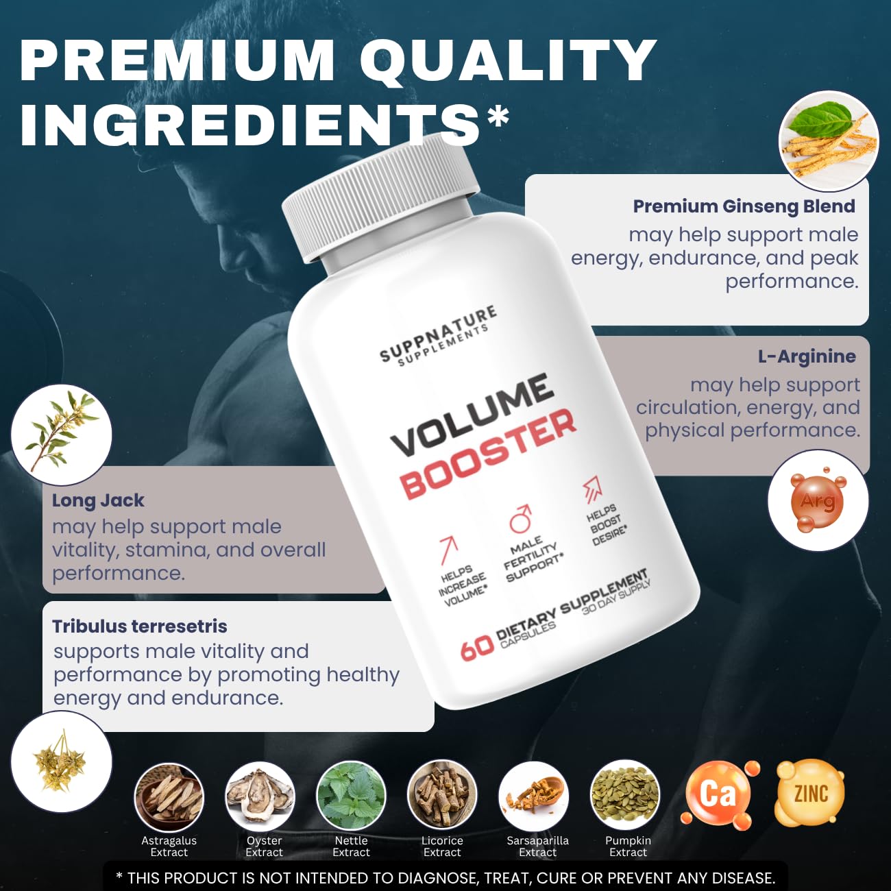 SuppNature Volume Booster daily-use scene with capsules ready for routine