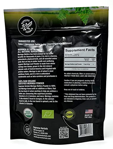 Powder dissolving in water with SUPREME HERBALS branding