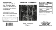 Supreme Nutrition Takesumi Supreme activated bamboo charcoal powder pouch illustrates clean ingredients and easy mixing.