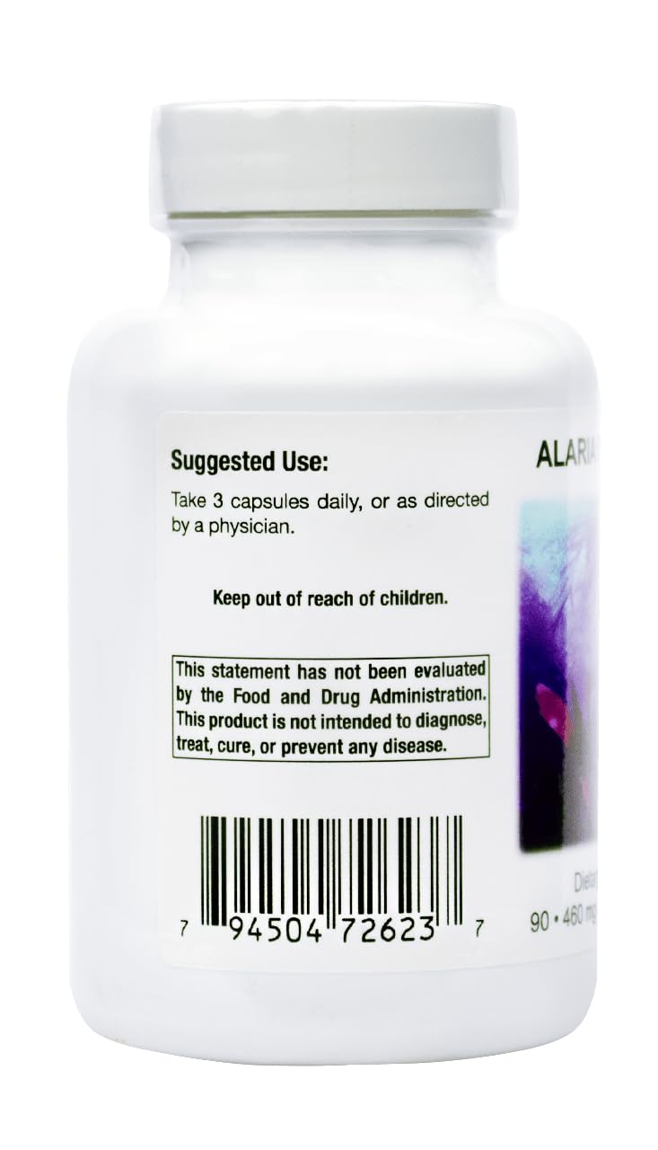 Alaria Supreme wakame capsules label view, no fillers and pure ingredients