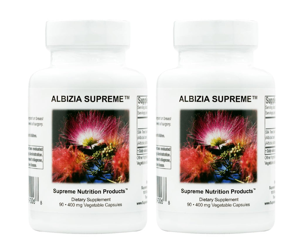 Supreme Nutrition Albizia Supreme bottle front showing packaging for daily calm