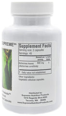 Supreme Nutrition Alchornea Supreme packaging image highlights 100% herb content at a glance