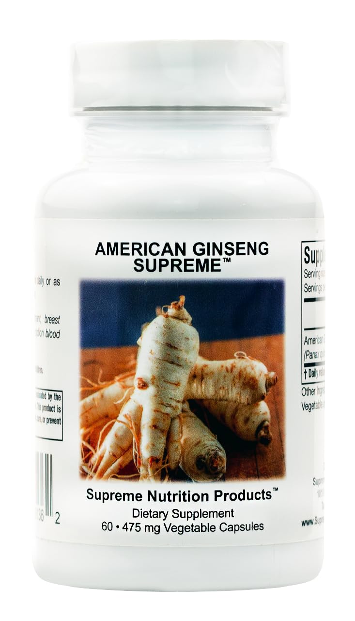 Supreme Nutrition American Ginseng Supreme bottle with capsules for daily wellness.