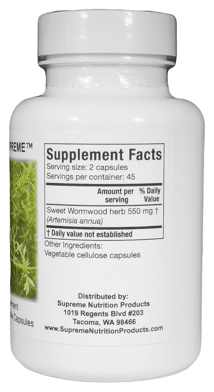 Supreme Nutrition Artemisia Supreme capsules closeup highlighting pure herb formulation