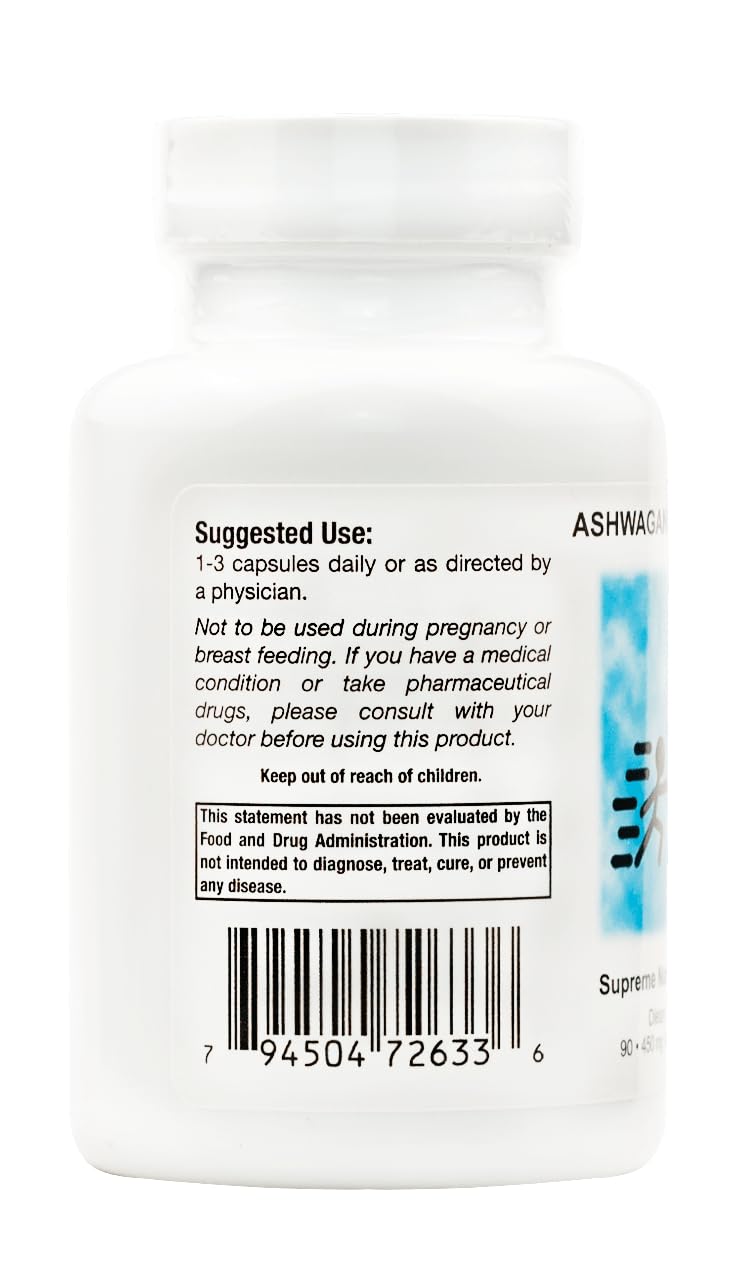 Supreme Nutrition Ashwagandha capsules close-up highlighting pure herb content.