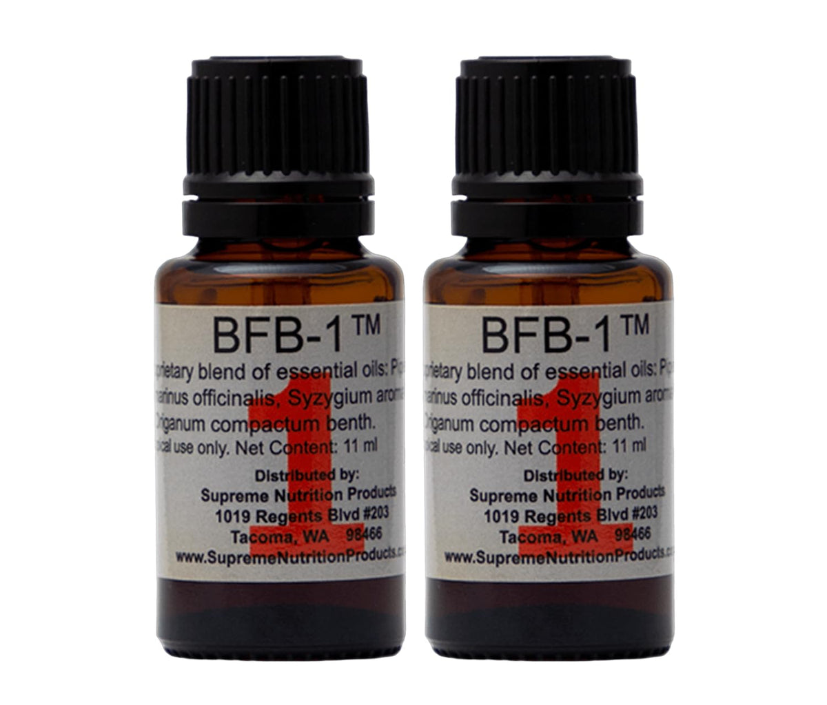 Supreme Nutrition BFB-1 bottle front for aromatherapy use