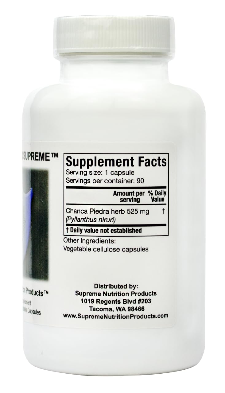 Supreme Nutrition Body Guard Supreme ingredient panel highlights chanca piedra.