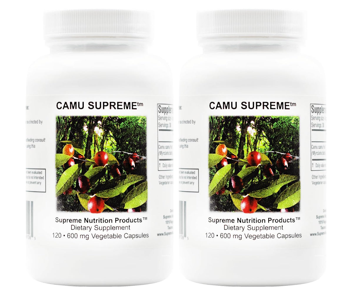 Supreme Nutrition Camu Supreme capsules in bottle for daily use.