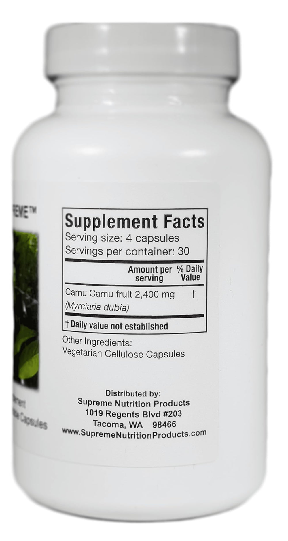 Front packaging of Supreme Nutrition Camu Supreme two-bottle pack.