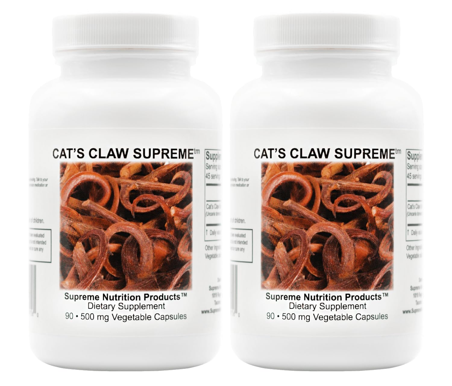 Supreme Nutrition Cat’s Claw Supreme bottle; pure herbal capsules for daily use.
