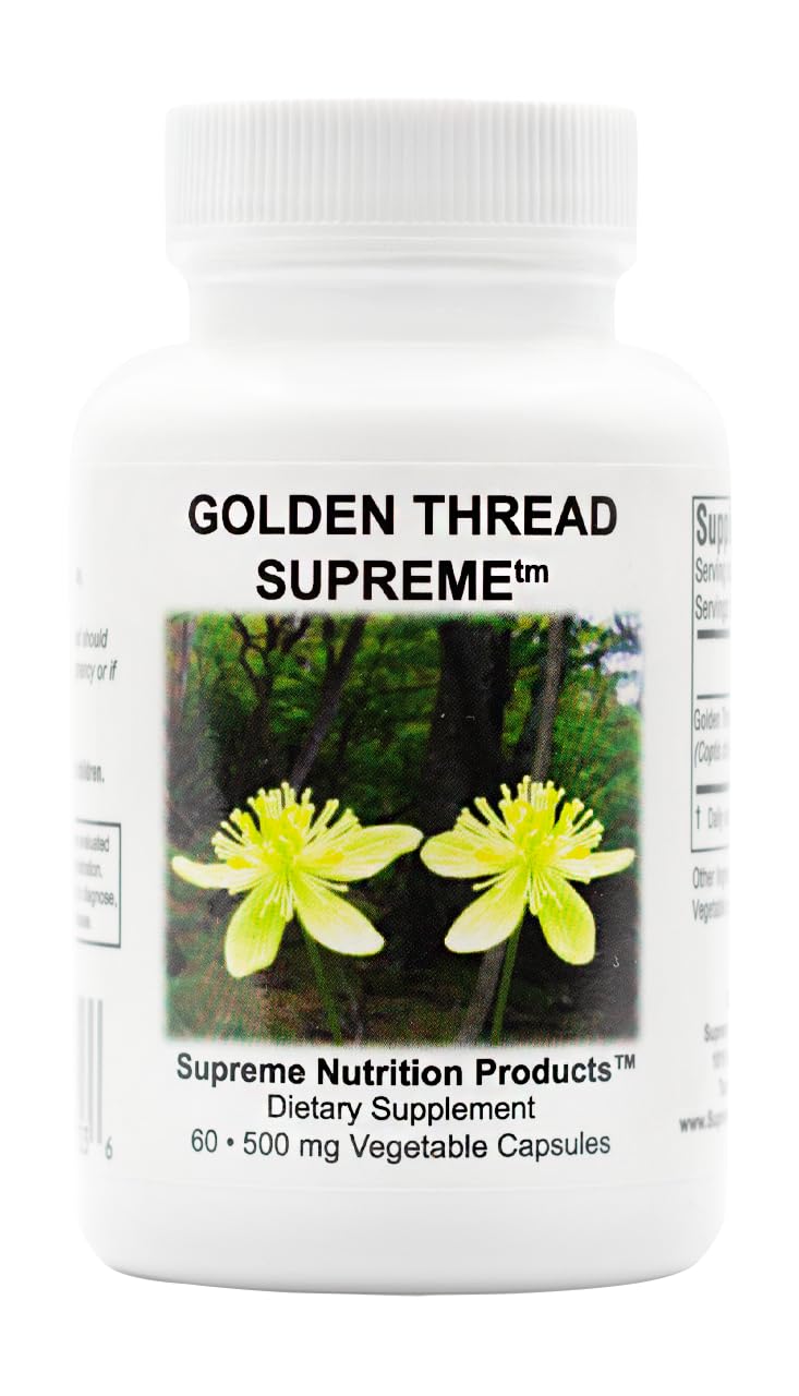 Supreme Nutrition Golden Thread Supreme bottle with label visible for daily wellness support.