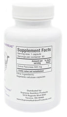 Supreme Nutrition Grass Fed Sheep Pancreas packaging label highlights batch information and quality.