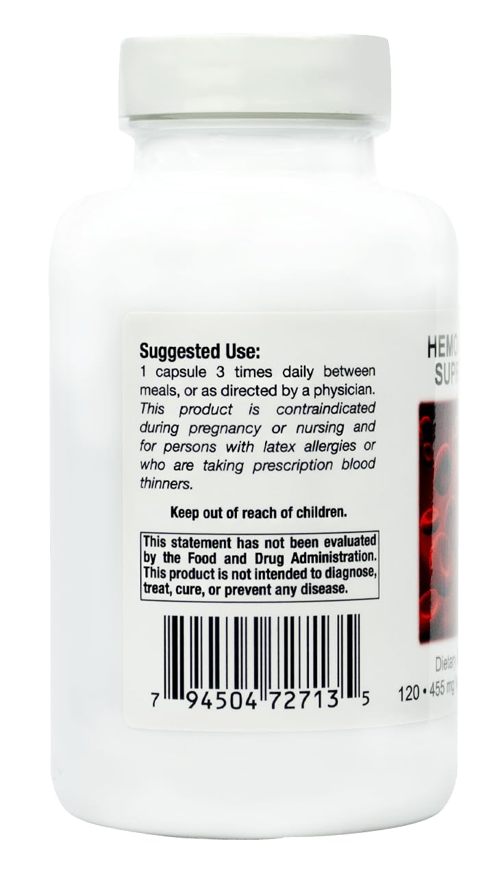 Hemo Guard label close-up showing quality standards and GMP compliance.