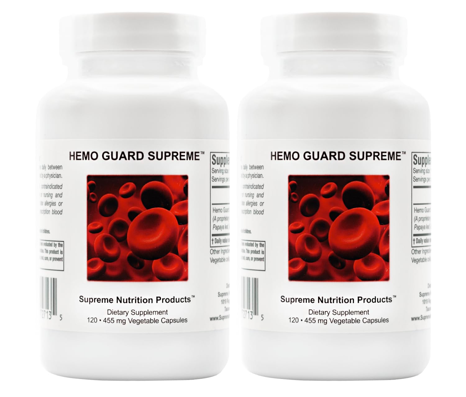 Supreme Nutrition Hemo Guard Supreme bottle front view with capsules for daily wellness