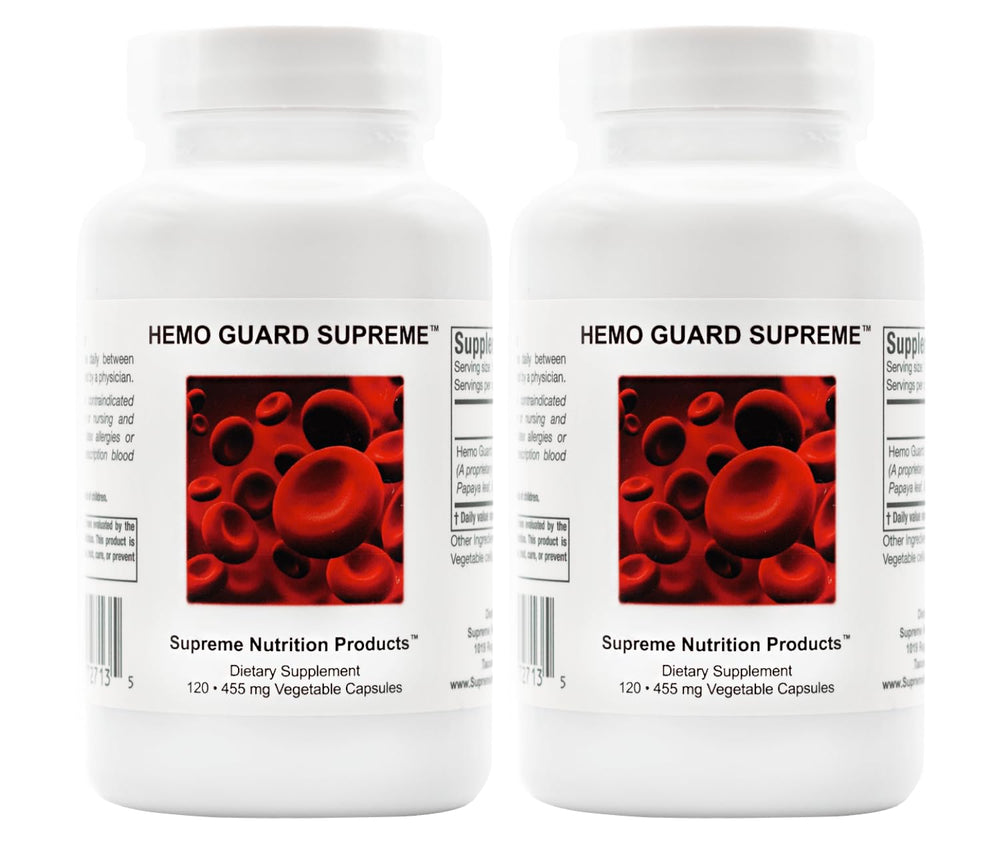 Supreme Nutrition Hemo Guard Supreme bottle front view with capsules for daily wellness