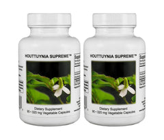 Supreme Nutrition Houttuynia Supreme bottle close-up shows pure leaf capsules for daily use
