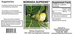 Supreme Nutrition Morinda Supreme capsules closeup, pure herbal formula with no additives