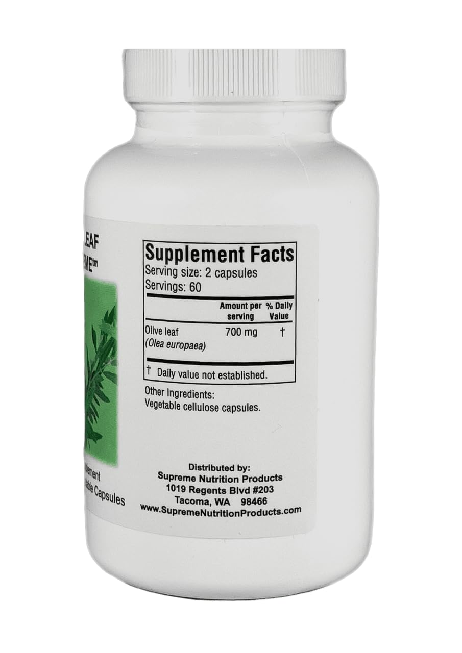 Supreme Nutrition Olive Leaf vegetarian capsules ready for clean dietary supplementation