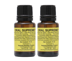 Supreme Nutrition front packaging showing twin 15 ml bottles and label benefits