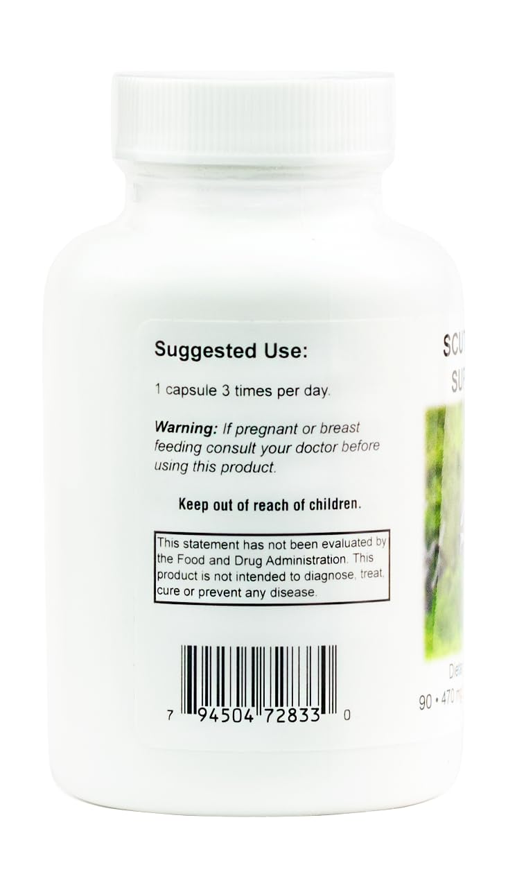 Label of Supreme Nutrition Scutellaria Supreme highlighting pure herbal ingredients