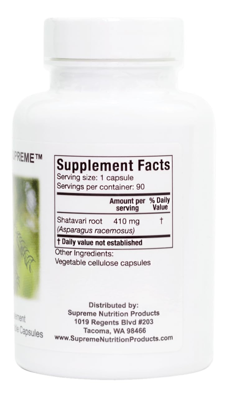 Shatavari Supreme capsule closeup highlighting purity and easy swallowability.