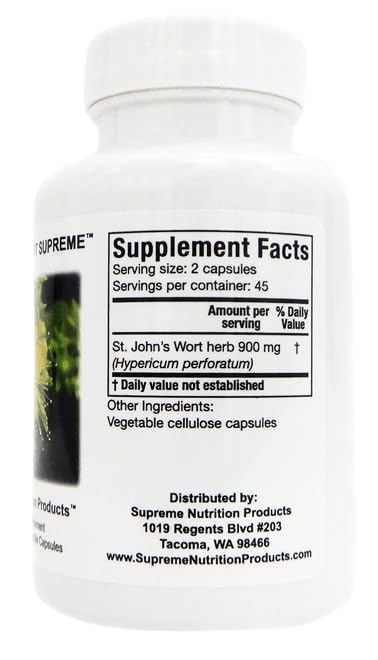 Capsules close-up of Supreme Nutrition St. John’s Wort Supreme