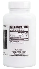 Close-up of Takesumi Supreme capsules highlighting 100% pure bamboo charcoal formula.