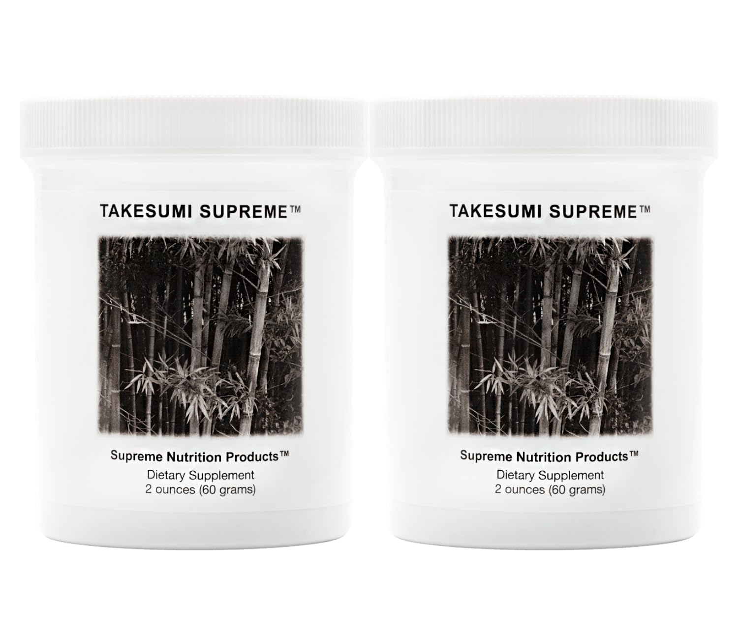 Supreme Nutrition Takesumi Supreme charcoal powder bottle highlights pure bamboo charcoal for daily use.