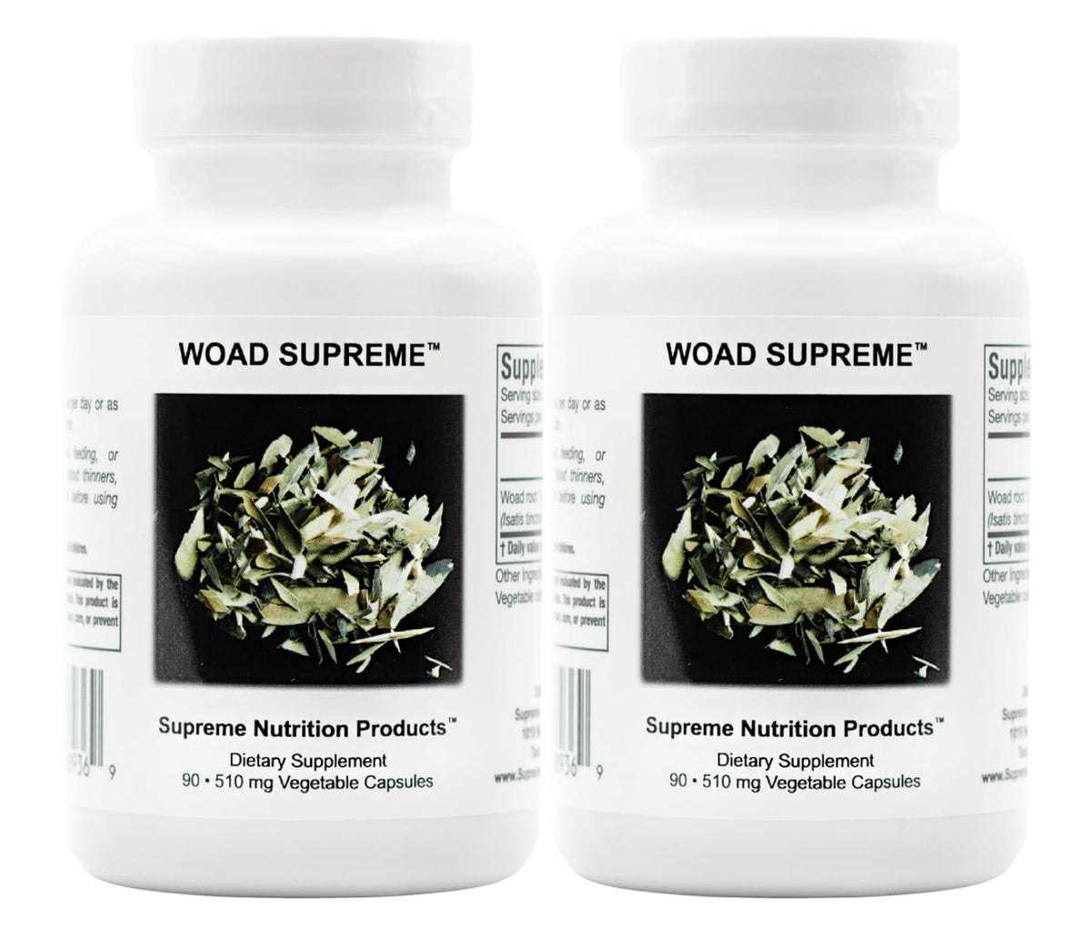 Supreme Nutrition Woad Supreme bottle with two-pack of pure Isatis root capsules for daily use