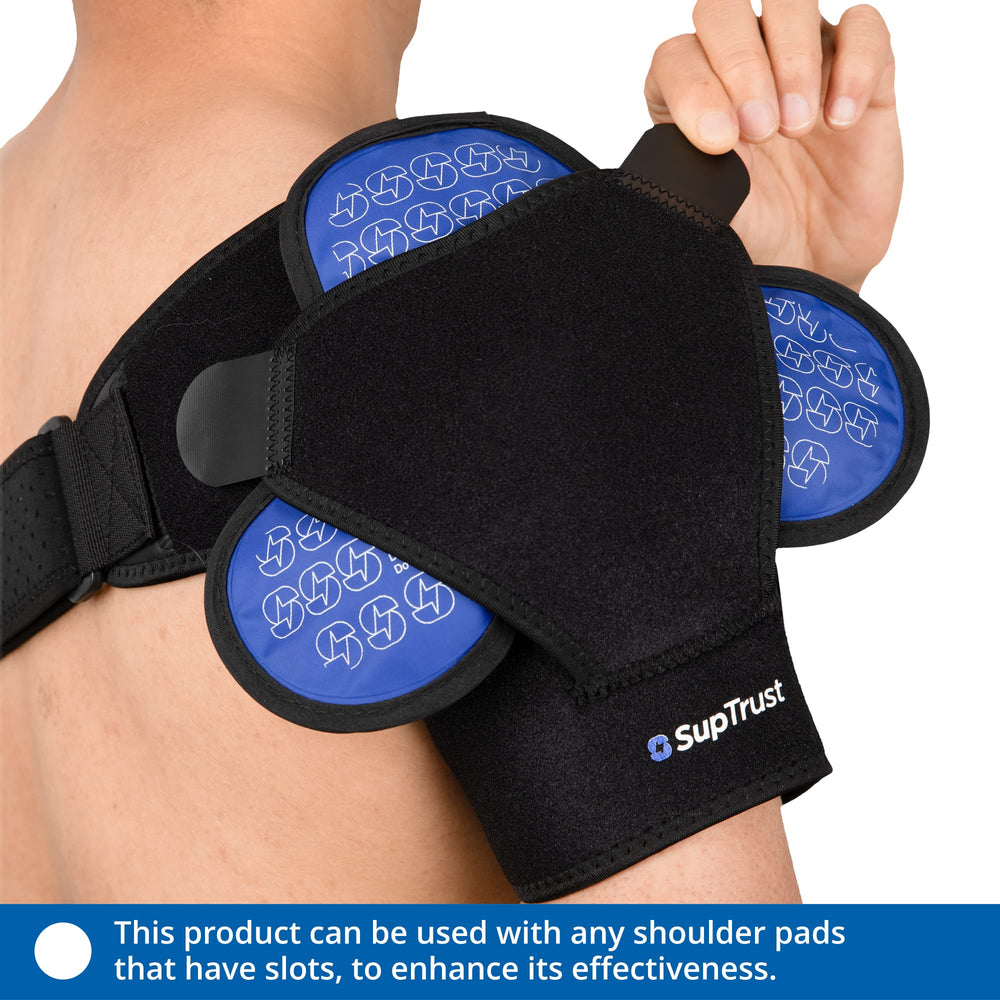 Suptrust shoulder brace compatibility ensures stable positioning during therapy.