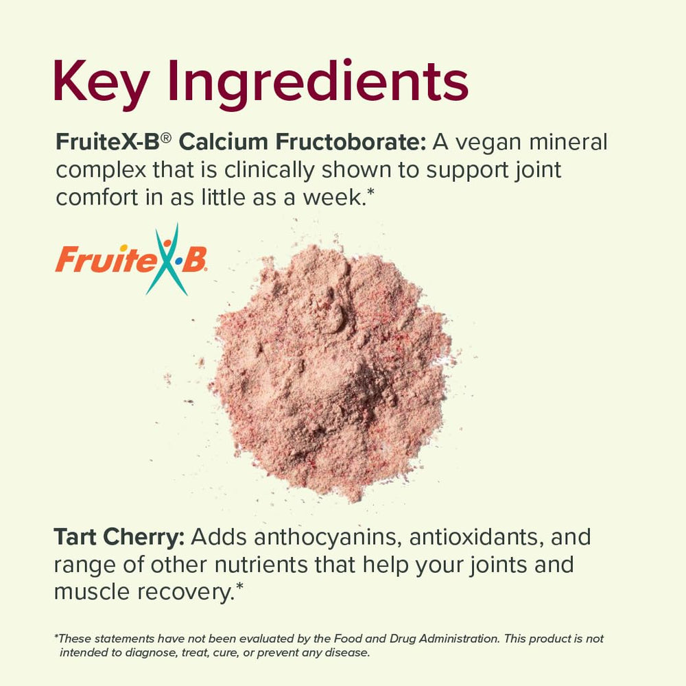 Sur Joint Support FruiteX-B graphic explains calcium fructoborate supporting cartilage and bones.