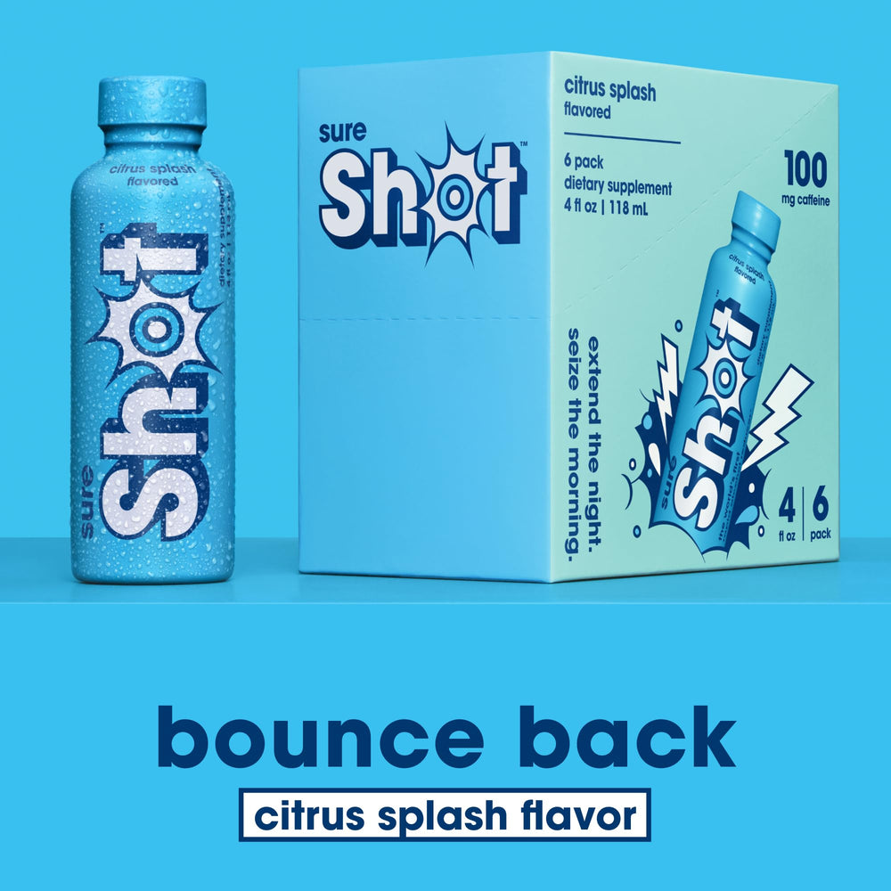 Six pack of Sure Shot Recovery Drink Citrus Splash ready for recovery after events