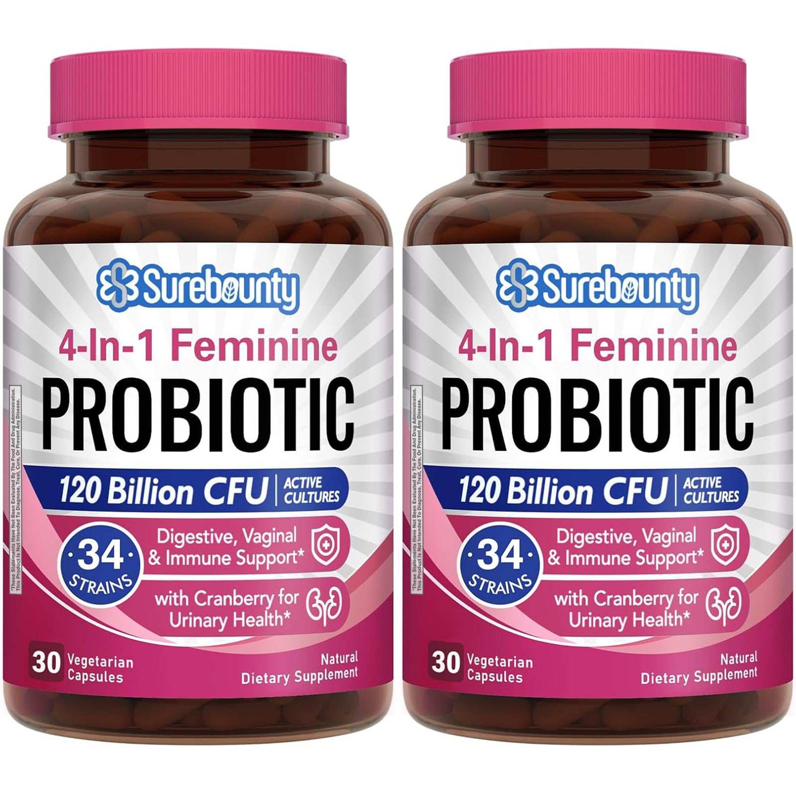 Surebounty Probiotics for Women bottle front view for feminine wellness