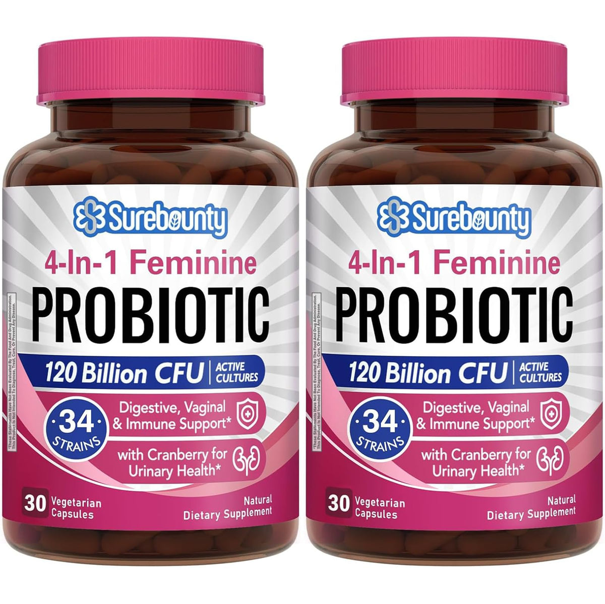 Surebounty Probiotics for Women bottle front view for feminine wellness
