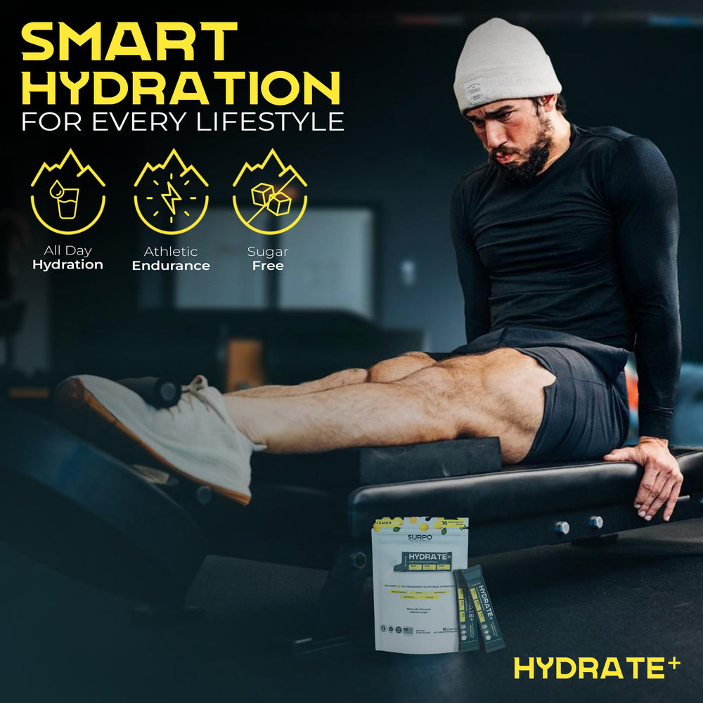 SURPO instant hydration powder quickly dissolves in water for fast refreshment.