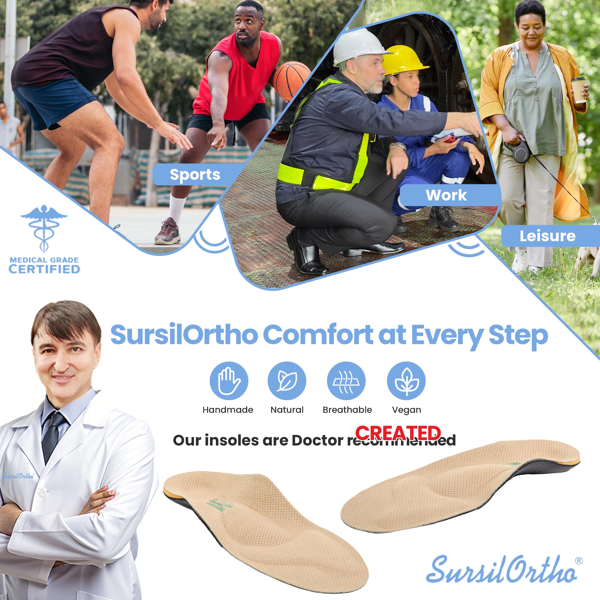 SursilOrtho Full-length rigid insole designed for long wear without collapse.