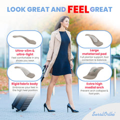SursilOrtho invisible heel insole slim profile stays unseen under heels.