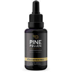 Surthrival Pine Pollen Gold Extract bottle in violet glass preserves freshness and potency