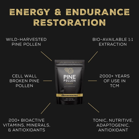 Surthrival Pine Pollen Powder pour shows easy use in smoothies and shakes.